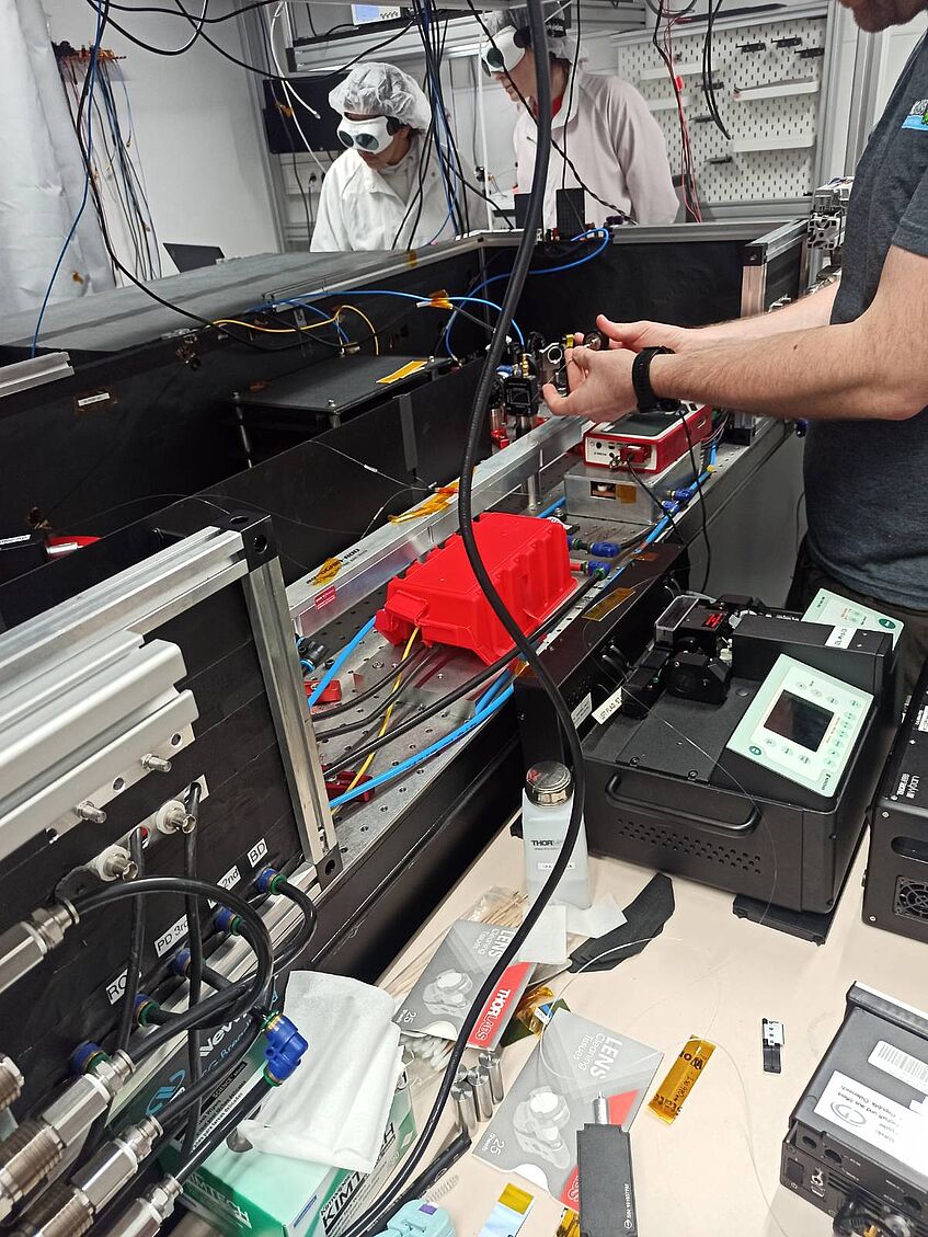 Setup in one of our labs showing a chirped pulse amplifier.