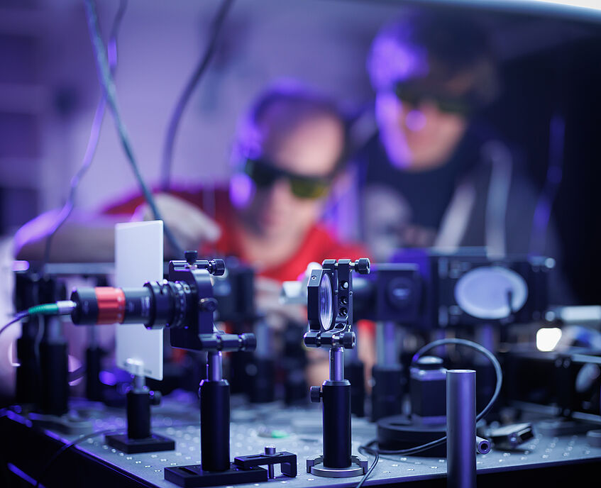 A close up of some optical lenses.