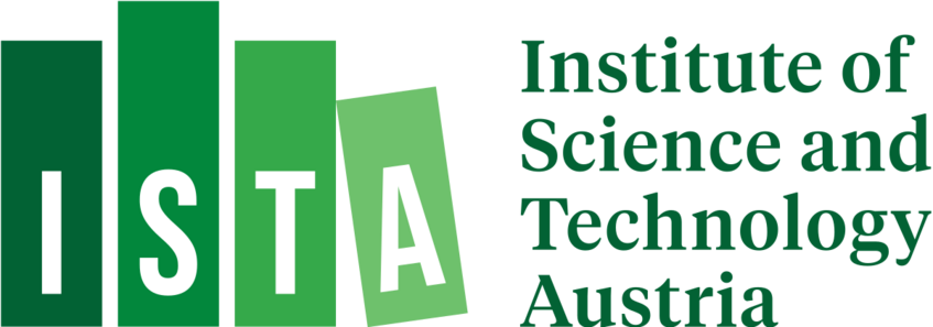 The logo of ISTA. In four green boxes that get gradually lighter in their color you can see the letters 