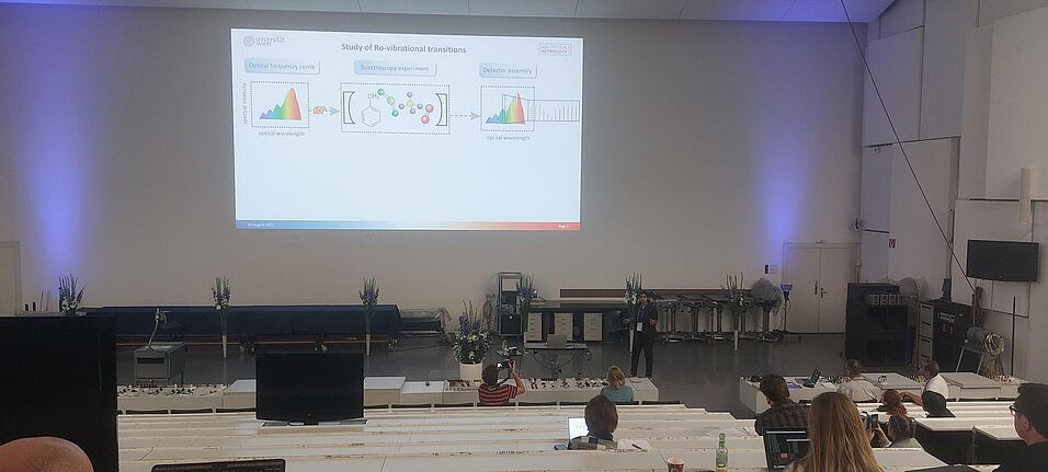 Monika Bahl holding a talk.