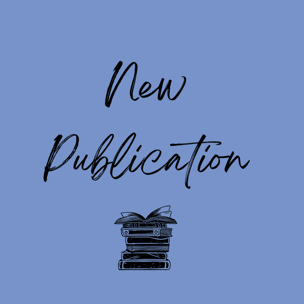 A text stating "New Publication" with a symbol of a stack of books underneath it.